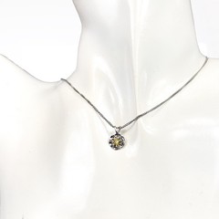 14K Solid White Gold Lab-Created Yellow Spinel Sun Pendant Necklace, 0.2 CTW