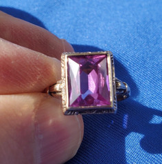 Original Amethyst European Deco Engagement Ring Vintage Solitaire SOLID 10K GOLD