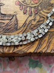 Vintage Signed La Rel Silver Rhinestone Necklace 1950’s Hollywood Glam Choker