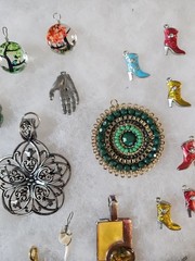 Vintage/ Modern Pendant lot of over 20 pieces. Glass, metal
