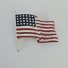 Vintage United States Sterling Silver American Flag Pin Patriotic 4th July