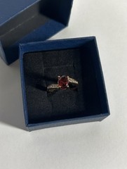 Vintage Red Cubic Zirconia Ring Gold Plated Womens Size 6.5