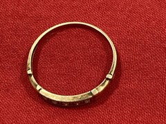 Vintage Antique 14k Solid Yellow Gold Accent Diamond Art Deco Band Ring SIZE 6
