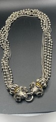 VTG Signed PISCITELLI 7 Strands Silver & Gold Tone Rams Head Statement Necklace