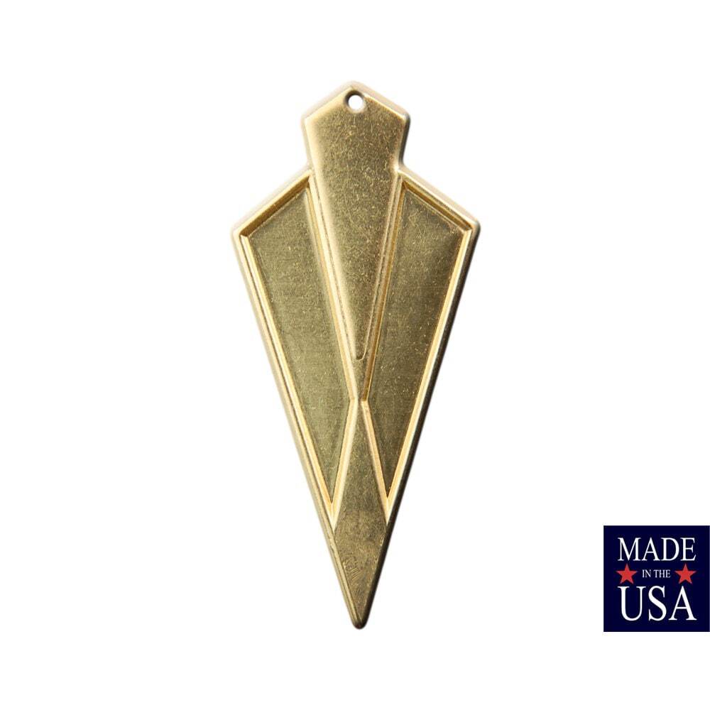 1 Hole Raw Brass Large Layered Deco Pendant (4) 51x24mm mtl480A