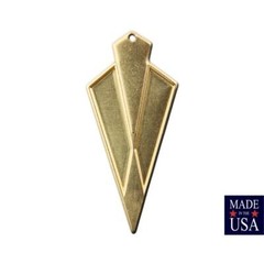 1 Hole Raw Brass Large Layered Deco Pendant (4) 51x24mm mtl480A