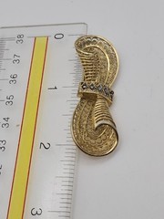 Vintage Gold Vermeil Sterling Germany Art Deco Markasite Filagree Scroll Brooch