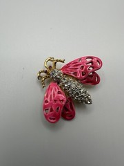Vintage Capri Pink Moth Pin Brooch 4.5cm JB10