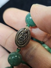vtg Large Beads Knotted Jade Jadeite Beaded Necklace Filigree Silver Clasp 110g
