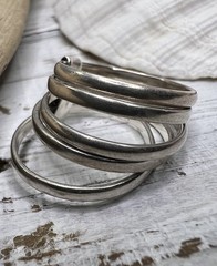 Gorgeous Band Ring Adjoined 5 Stack Sterling Silver Size 7.5 Jewelry 🤍