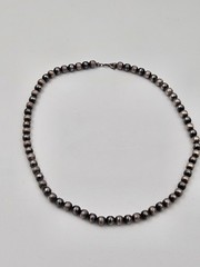 Vintage 70s Graduated Beads Sterling Silver “Pearls” Necklace