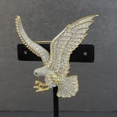 Jewelry Lot Bird Brooch Pin Eagle Hummingbird Roadrunner Rhinestone Enamel Gold