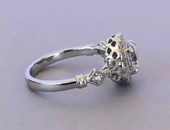 Art Deco Round Lab Created Diamond Women’s Engagement Ring 14K White Gold Finish