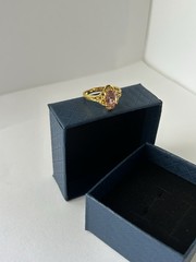 Vintage Pink Cubic Zirconia Ring Gold Plated Womens Size 6.5