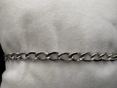 Vintage 7.25 Sterling Silver Textured Curb Link Chain Bracelet Estate 925
