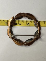 Vintage Bell Trading Post Solid Copper Leaf Wreath Brooch Pin 1950s Mid Century