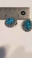 Vintage Earrings Big Molded Glass Cabochon & Rhinestone Judy Lee 1950s Sparkle