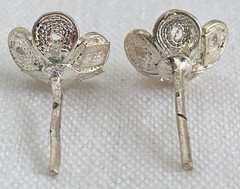 Vintage Sterling Silver Spiral Scroll Flower Filigree Pierced Post Earrings