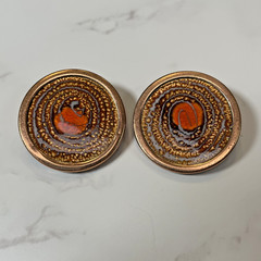 Vintage Matisse & Renoir Collab Burnt Orange & Gold Enamel Over Copper Earrings