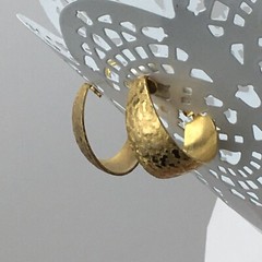 Lightweight Textured Gold Tone Wide Long Hoop 1”