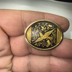 Brooch Pin Damascene French Trombone Clasp Vintage 1 3/8” Vintage