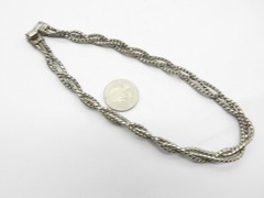 Signed Coro Pegasus Silver Tone Metal Braided Choker Necklace Vintage