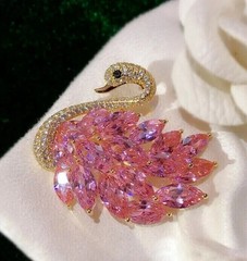 2.90Ct Marquise Cut Lab Created Sapphire Swan Brooch Pin 14K Yellow Gold Plated