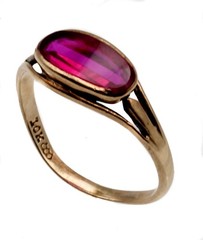 Antique Victorian 10K Rose Gold Ruby East-West Ring M.B. Bryant & Co NY Size 5.5
