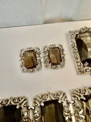 1962 Sarah Coventry Celebrity Smoky Rhinestone Bracelet Brooch Earrings Set