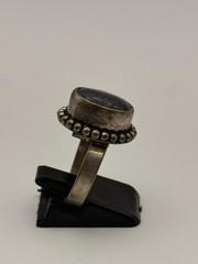 Ancient Vintage Victorian Sterling Silver Ring Engraved Onyx Stone Size 7