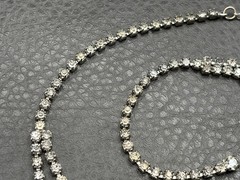 Vintage Rhinestone Crystal Necklace Silver Tone Crystal 16 – 18”