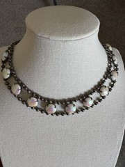 Vintage De Luxe NYC A’Dam Opalescent Glass Carbochon Choker Necklace Indie