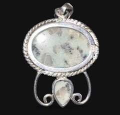 Vintage 925 Sterling Silver Pendant With Kiwi Jasper Stone