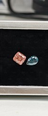 5.25 TCW (Approx) Fancy Vivid Pink Cushion & Blue Pear Diamond Layout -IGI Certi