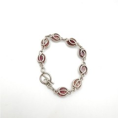 Sterling Silver Wired Bracelet and Colorful Glass Stones 7”