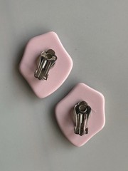 1960s-1980s Pastel Pink Abstract Clip-on Earrings