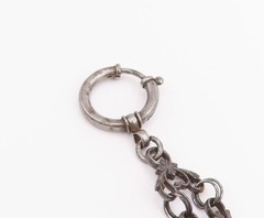925 Sterling Silver Vintage Keychain Dark Tone Fob Chain With Charms TR4068