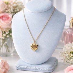 Vtg Michael Anthony 14K Gold Filled Heart Locket Necklace – 18” -Petite Engraved