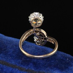 Vintage Style Twisted Two Stone Ring 2.1Ct Simulated Diamond 14k White Gold Over