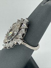 925 Sterling Silver Vintage Ring Marquise & Pear Cut Topaz Sz 7