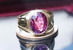 10k yellow gold ring 2.50ct Amethyst size 8.25 solitaire 4.15gr scr2363