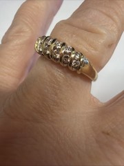 Vintage 10k 2 Row Tension Set Champagne Diamond Ring Size 8