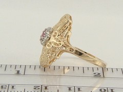 Vintage 10K Yellow Gold Natural Ruby Filigree Ring Size 6.5