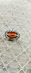 Vintage Art Deco Sterling Silver Brooch with Dragons Breath Fire Opal Cabochon B