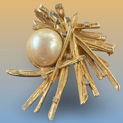 Erwin Pearl Abstract Rhinestone Statement Brooch