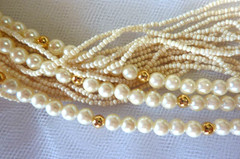Vintage Herguz Faux Pearl Multi Strand 16″ Choker PETITE Necklace