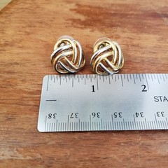 Vintage Knot Earrings Two-tone Metal Stud Button Silvertone Goldtone .5″ Classic