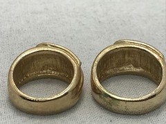 Vintage Signed 18K HGE Gold Plated Cream Enamel Rhinestone Ring varied sizes