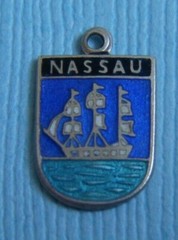 Vintage enamel Nassau Bahamas shield sterling charm
