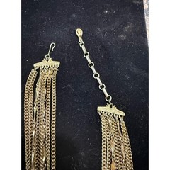 Vintage 1950s Coro Gold Tone Multi Strand Necklace Melon Bead Leaf Link Layered